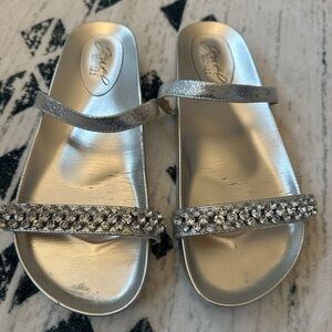 Jewel Badgley Mischka Silver Embellished Sandals